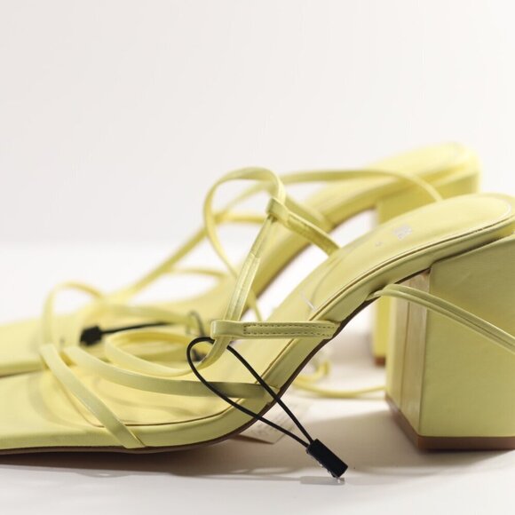 ZARA • Yellow Square Toe Strappy Heeled Sandals - Picture 5 of 5